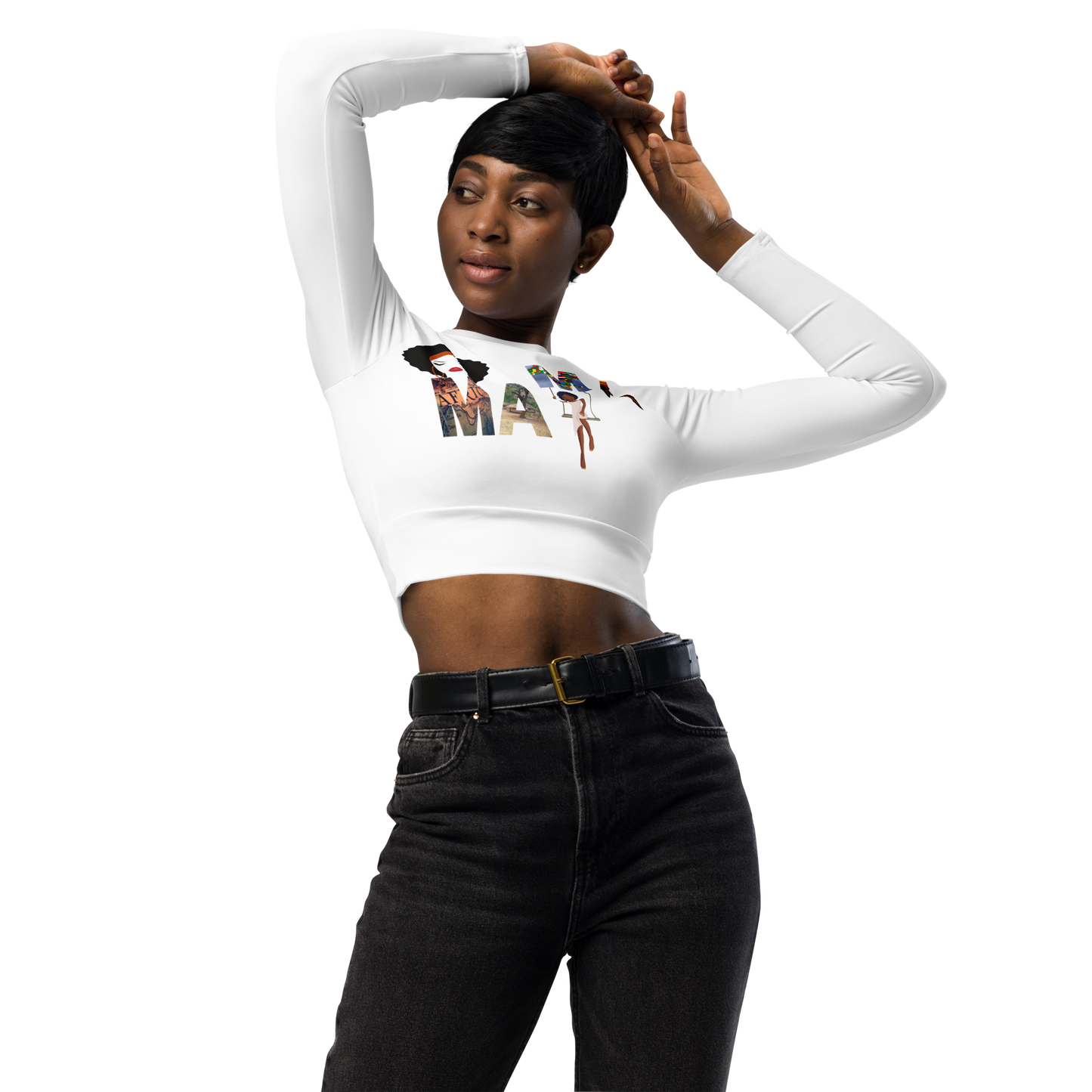Recycled long-sleeve crop top