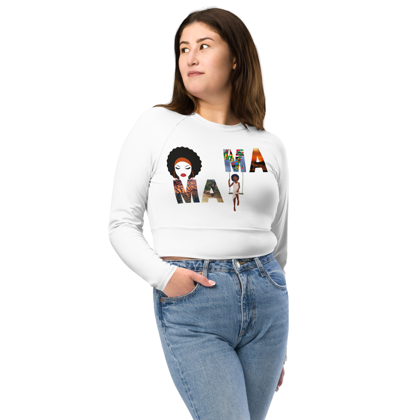 Recycled long-sleeve crop top